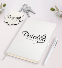 Kişiye Özel Patolog Beyaz Defter Kalem ve Anahtarlık Hediye Seti
