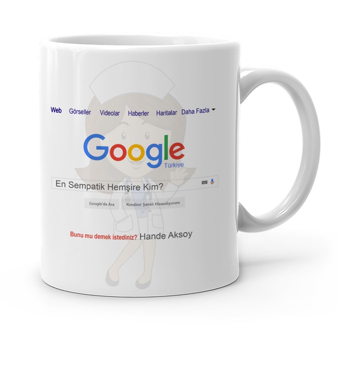 Kişiye Özel Google En Sempatik Hemşire Beyaz Kupa Bardak - 1