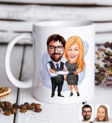 Kişiye Özel Sevgililer Karikatürlü Beyaz Kupa Bardak-100