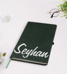Kişiye Özel El Yazılı Yeşil Termo Deri Defter Model 2