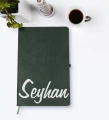 Kişiye Özel El Yazılı Yeşil Termo Deri Defter Model 2