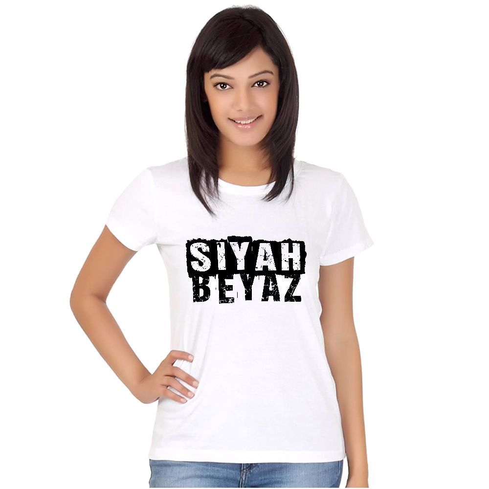 Kişiye Özel Kadın Tişört (Siyah Beyaz Temalı) 001