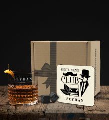 BK Gift Kişiye Özel İsimli Frasera Viski Kadehi Ahşap Bardak Altlığı ve Viski Taşı Hediye Seti-39, Sevgiliye Hediye, Babaya Hediye