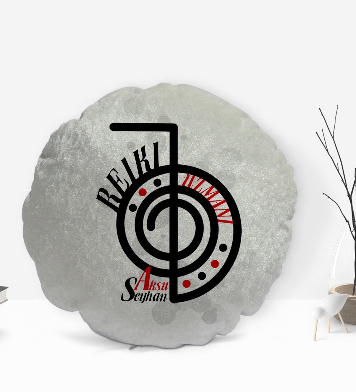 Kişiye Özel İsimli Reiki Uzmanı Tasarımlı Dekoratif Kırlent Yastık-1