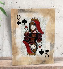 BK Gift İskambil Maça Kız Tasarımlı Dekoratif Mini Kanvas Tablo 15x20cm-1