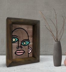 BK Gift Picasso Style Tasarımlı Dekoratif Doğal Masif Ahşap Çerçeve 15x20cm-1