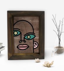 BK Gift Picasso Style Tasarımlı Dekoratif Doğal Masif Ahşap Çerçeve 15x20cm-1