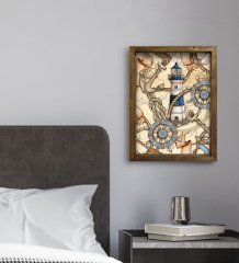 BK Gift Otel Odası Konseptli Doğal Masif Ahşap Çerçeveli Tablo 45x65cm-121