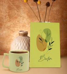 BK Gift Kişiye Özel İsimli Sarı Sert Kapaklı Defter ve Middle Kupa Seti, Arkadaşa Hediye, Yeni İş Hediyesi, Doğum Günü Hediyesi-12