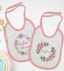 BK Kids Kişiye Özel Çiçek Tasarımlı 2’li Pembe Mama Önlüğü-4