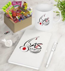 Kişiye Özel Bas Gitarist Nostaljik Lezzetler Defter Kalem Kupa Hediye Seti-1
