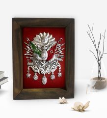 BK Gift Osmanlı Arması Tasarımlı Dekoratif Doğal Masif Ahşap Çerçeve 15x20cm-5