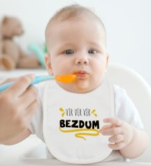 BK Kids Bezdum Tasarımlı Beyaz Bebek Body Zıbın ve Mama Önlüğü Hediye Seti-5