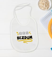 BK Kids Bezdum Tasarımlı Beyaz Bebek Body Zıbın ve Mama Önlüğü Hediye Seti-5