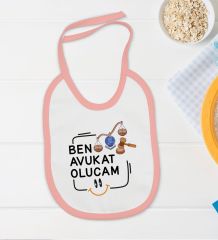 BK Kids Avukat Olucam Tasarımlı Pembe Bebek Body Zıbın ve Mama Önlüğü Hediye Seti-1