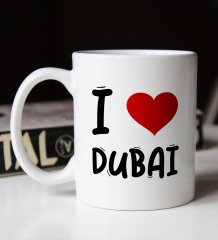 BK Gift I Love Dubai Tasarımlı Beyaz Kupa Bardak