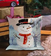 BK Gift Kardan Adam Tasarımlı Beyaz Yastık-1