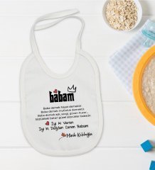 BK Kids İyi Ki Doğdun Canım Babam Tasarımlı Bebek Mama Önlüğü - Model 1
