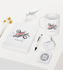 Kişiye Özel Canım Öğretmenim Temalı Beyaz Defter Kalem Kupa Ayna Seti
