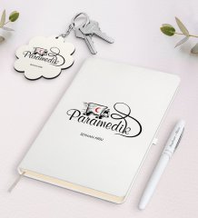Kişiye Özel Paramedik Beyaz Defter Kalem ve Anahtarlık Hediye Seti-1