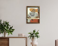BK Home Doğal Masif Ahşap Çerçeveli Tablo Duvar Rafı-50