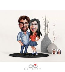 BK Gift Kişiye Özel Sevgililer Karikatürlü Ahşap Biblo-105