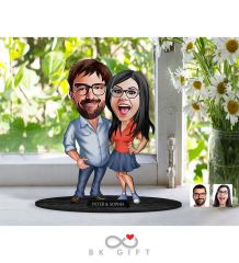 BK Gift Kişiye Özel Sevgililer Karikatürlü Ahşap Biblo-105