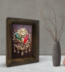 BK Gift Osmanlı Arması Tasarımlı Dekoratif Doğal Masif Ahşap Çerçeve 15x20cm-4