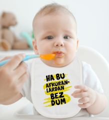 BK Kids Bezdum Tasarımlı Beyaz Bebek Body Zıbın ve Mama Önlüğü Hediye Seti-4