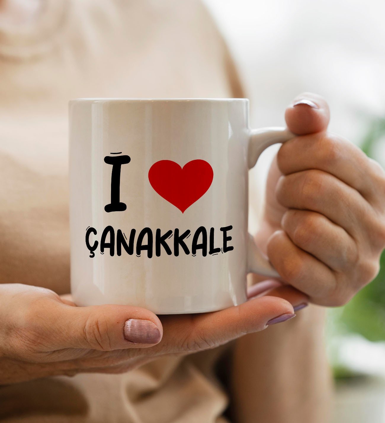 BK Gift I Love Çanakkale Tasarımlı Beyaz Kupa Bardak