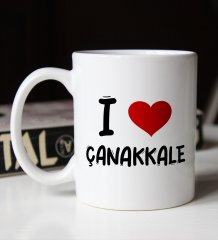 BK Gift I Love Çanakkale Tasarımlı Beyaz Kupa Bardak