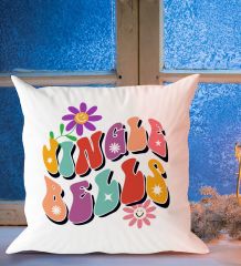 BK Gift Jingle Bells Tasarımlı Beyaz Yastık-1