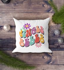 BK Gift Jingle Bells Tasarımlı Beyaz Yastık-1