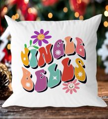 BK Gift Jingle Bells Tasarımlı Beyaz Yastık-1