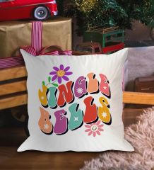 BK Gift Jingle Bells Tasarımlı Beyaz Yastık-1
