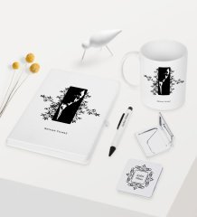 Kişiye Özel Atatürk Temalı Beyaz Defter Kalem Kupa Ayna Seti - 8