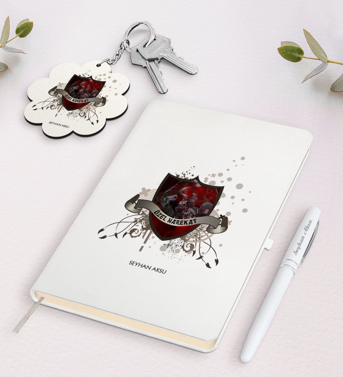 Kişiye Özel Özel Harekat Beyaz Defter Kalem ve Anahtarlık Hediye Seti-2