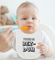 BK Kids Bezdum Tasarımlı Beyaz Bebek Body Zıbın ve Mama Önlüğü Hediye Seti-3