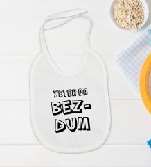 BK Kids Bezdum Tasarımlı Beyaz Bebek Body Zıbın ve Mama Önlüğü Hediye Seti-3