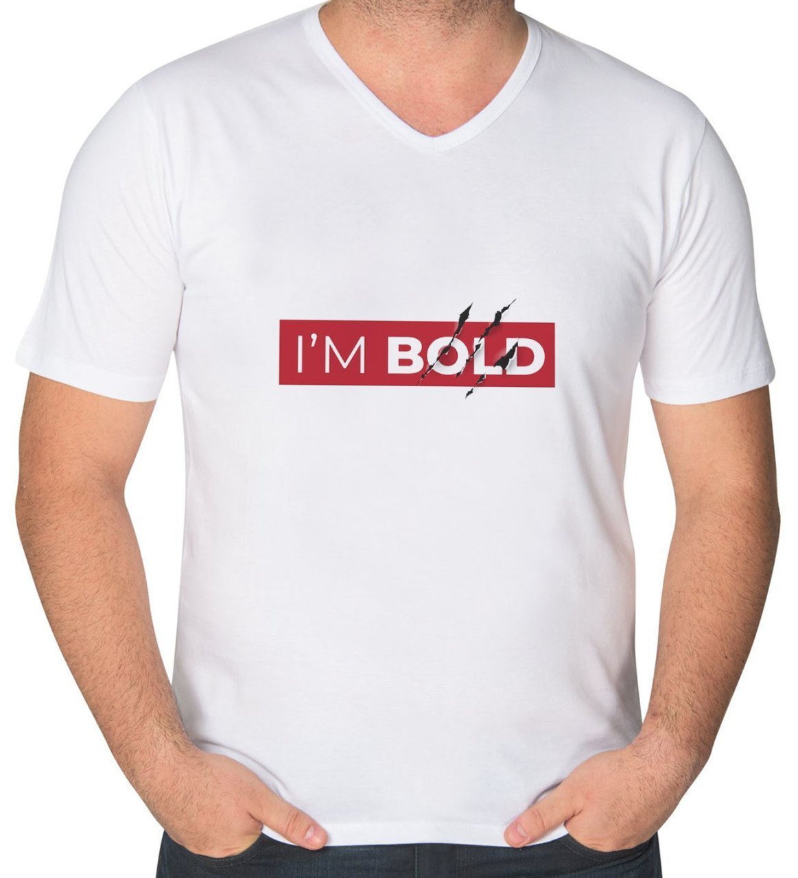 BK Gift I'm Bold Tasarımlı V Yaka Tişört-1