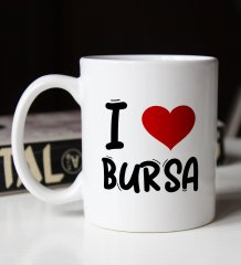 BK Gift I Love Bursa Tasarımlı Beyaz Kupa Bardak