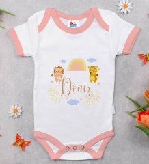 BK Kids Kişiye Özel Pembe Bebek Body Zıbın - Model 164