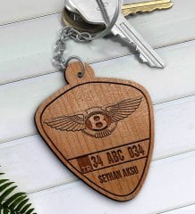 Kişiye Özel İsimli Plakalı Bentley Ahşap Anahtarlık-1
