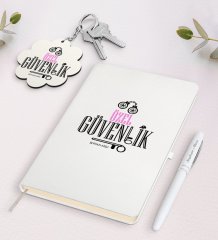 Kişiye Özel Özel Güvenlik Beyaz Defter Kalem ve Anahtarlık Hediye Seti-2