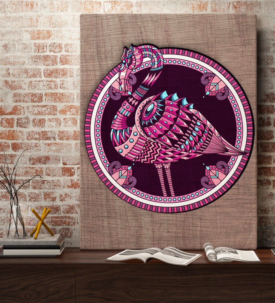 BK Home Flamingo Tasarımlı Kanvas Tablo 70x100cm-1