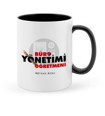 Kişiye Özel Büro Yönetimi Öğretmeni Siyah Kupa Bardak