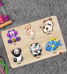 BK Toys Çocuklar İçin 2’li Ahşap Figürlü Eğitici-Öğretici Yapboz Puzzle-7