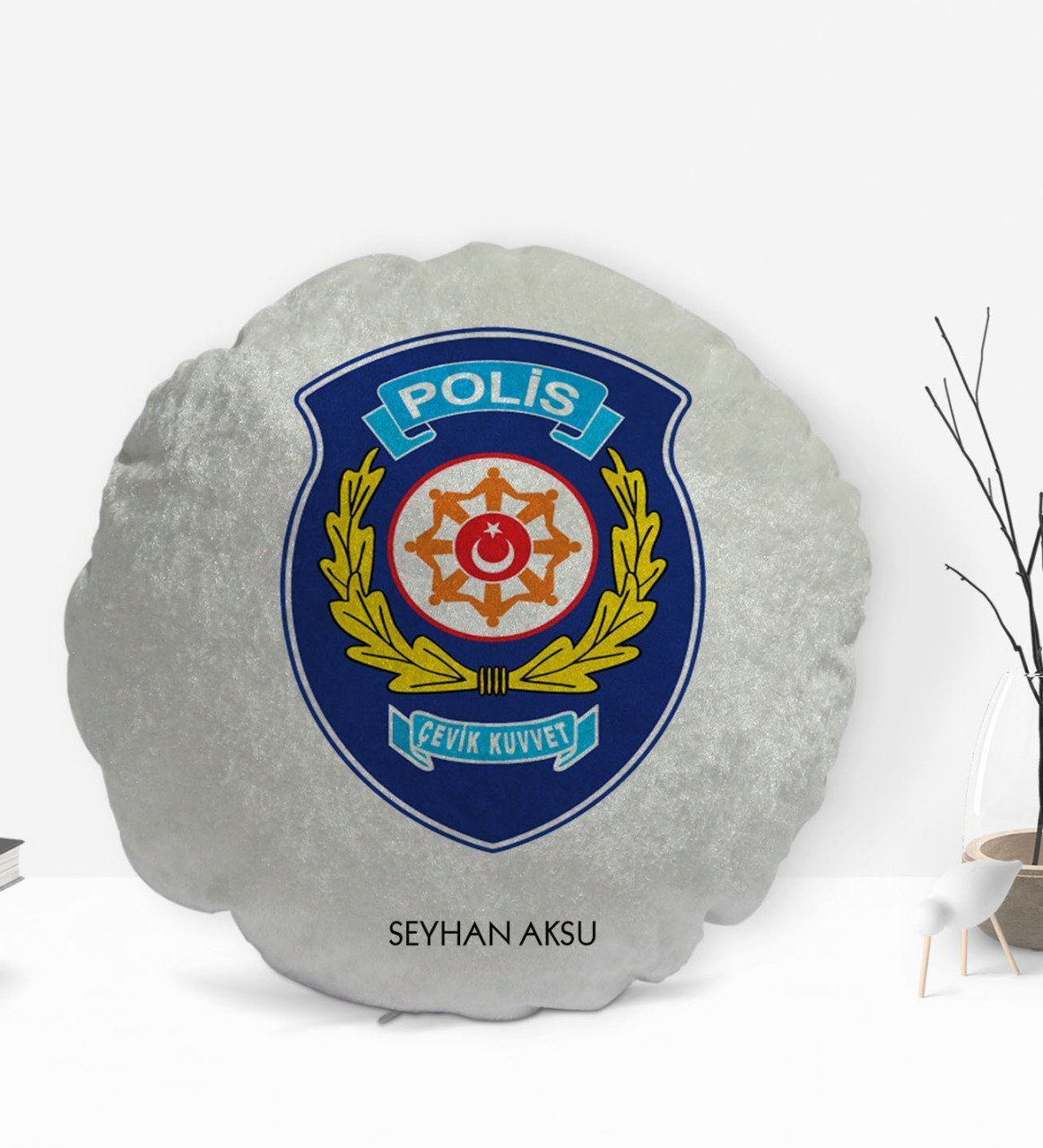 Kişiye Özel İsimli Polis Çevik Kuvvet Tasarımlı Dekoratif Kırlent Yastık-1