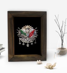 BK Gift Osmanlı Arması Tasarımlı Dekoratif Doğal Masif Ahşap Çerçeve 15x20cm-2