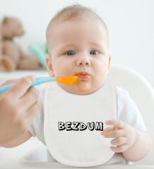BK Kids Bezdum Tasarımlı Beyaz Bebek Body Zıbın ve Mama Önlüğü Hediye Seti-2
